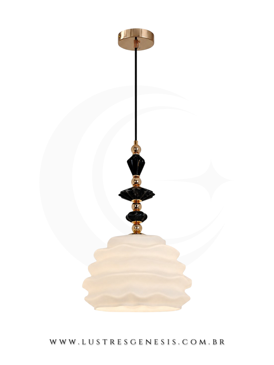Lustre Pendente Escandinava Dourado com Cer&acirc;mica Para Quarto, Bancada Gourmet e Cabeceira de Cama